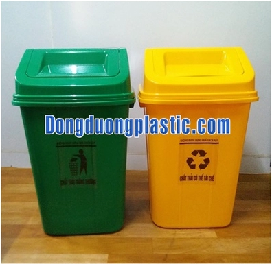 Thùng rác 60L nắp bập bênh nhựa HDPE - Thùng Rác Công Cộng Đông Dương - Công Ty Cổ Phần Môi Trường Đô Thị Đông Dương